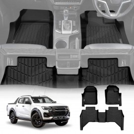 3D All-Weather Floor Mats for ISUZU D-MAX DMAX Dual Cab 2020-Onwards Heavy Duty Customized Car Carpet Liners Full Set
