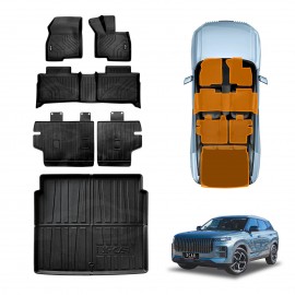 Floor Mats Boot Liner Set for Jaecoo J7 Petrol Lower Boot Level 2024-Onwards All Weather Heavy Duty Car Trunk Cargo Kick Back Seat Cover