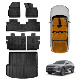 Floor Mats Boot Liner Set for Omoda Omoda 9 2025-Onwards All Weather Heavy Duty Car Trunk Cargo Kick Back Seat Protector Cover