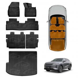 Floor Mats Boot Liner Set for Omoda Omoda 9 2025-Onwards All Weather Heavy Duty Car Trunk Cargo Kick Back Seat Protector Cover