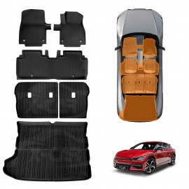 3D Floor Mats Boot Liner Set for Kia EV6 EV 6 2021-2025 All Weather Heavy Duty Cargo Kick Mats Back Seat Protector Cover