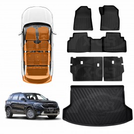 3D Floor Mats Boot Liner Set for Kia Seltos 2019-2022 All Weather Heavy Duty Cargo Kick Mats Back Seat Protector Cover