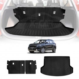 Boot Liner Back Seat Protector Combo for Kia Seltos 2019-2022 Heavy Duty Car Kick Mats Cover Cargo Trunk Mat