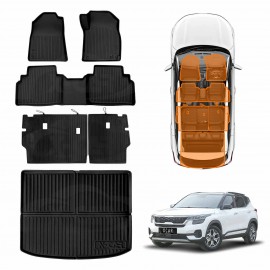 Boot Liner Back Seat Protector Floor Mat Combo for Kia Seltos 2022-2025 Heavy Duty Car Trunk Seats Kick Mats Cover