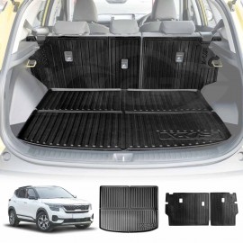 Boot Liner Back Seat Protector Combo for Kia Seltos 2022-Onwards Heavy Duty Car Kick Mats Cover Cargo Trunk Mat