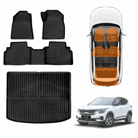 3D Floor Mats Boot Liner for Kia Seltos 2022-2025 All Weather Heavy Duty Cargo Car Trunk Luggage Tray