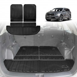 3 Pcs Boot Liners for Kia Sorento UM Series 2015-2020 All Weather Heavy Duty Cargo Trunk Mat Luggage Tray Car Accessories