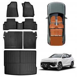 Floor Mats Boot Liner Set for Hyundai Kona 2023-Onwards Hybrid All Weather Heavy Duty Cargo Kick Back Seat Protector Cover