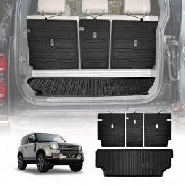 Boot Liner Kick Mats Set for Land Rover Defender 90 2021-Onwards All Weather Heavy Duty Cargo Car Trunk Back Seat Protector