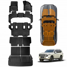 Floor Mats Boot Liners Set for Toyota Landcruiser 300 LC300 7 Seater 2021-Onwards Heavy Duty Cargo Kick Back Seat Protector Covers