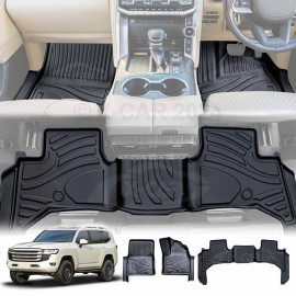 Floor Liners Complete Set Front Rear 2 Row Seat for Toyota Landcruiser 300 LC300 2021-2025 3D Heavy Duty All Weather Car Mats
