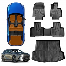 3D Floor Mats Boot Liner Set for Lexus RX350 RX350h RX500h 2022-Onwards All Weather Heavy Duty Cargo Car Trunk Luggage Tray