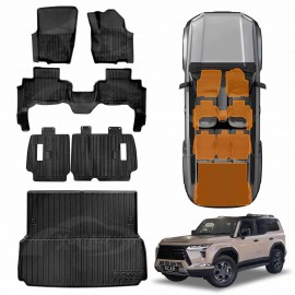 Floor Mats Boot Liner Set for Lexus GX 550 GX550 5 Seater 2024-Onwards All Weather Heavy Duty Cargo Kick Mats Back Seat Protector Cover