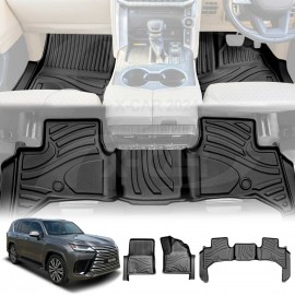 Floor Liner Complete Set Front Rear 2 Row Seat for Lexus LX Series LX500d LX600 2021-2025 3D Heavy Duty All Weather Car Mats 