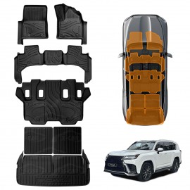 Floor Mats Boot Liners for Lexus LX Series LX500d LX600 2021-Onwards 7 Seater All Weather Heavy Duty Cargo Car Trunk Luggage Tray