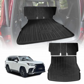 Boot Liner Set for Lexus LX Series LX500d LX600 2021-Onwards 7 Seater Heavy Duty Car Trunk Cargo Kick Mats Back Seat Protector