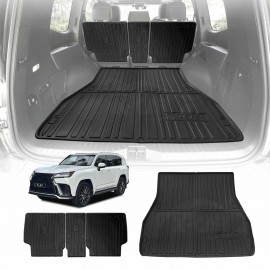 Boot Liner Set for Lexus LX Series LX500d LX600 2021-Onwards 5-Seater Heavy Duty Car Trunk Cargo Kick Mats Back Seat Protector