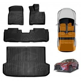3D Floor Mats Boot Liner Set for Lexus RX200t RX300 RX350 RX450h 2016-2022 All Weather Heavy Duty Cargo Car Trunk Luggage Tray