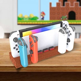 Mario Brick Charger Charging Dock Game Holder Stand Base for Nintendo Switch & OLED Console Joy-Con Switch Pro Controllers