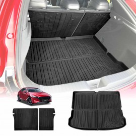 Boot Liner Kick Mats Set for Mazda 3 Hatch BP Series 2019-Onwards All Weather Heavy Duty Cargo Car Trunk Back Seat Protector