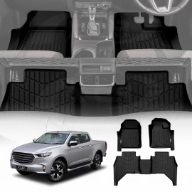 3D Floor Mats for Mazda BT-50 BT50 Dual Cab 2020-Onwards TF Series All-Weather Heavy Duty Customized Car Carpet Liners Full Set