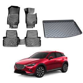 3D All-Weather Floor Mat Boot Liner Carpet for Mazda CX-3 CX3 2015-2024 Heavy Duty Cargo Trunk Mat Luggage Tray