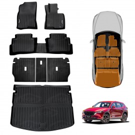Floor Mats Boot Liner Set for Mazda CX5 CX-5 2022-2026 All Weather Heavy Duty Cargo Kick Mats Back Seat Protector Cover
