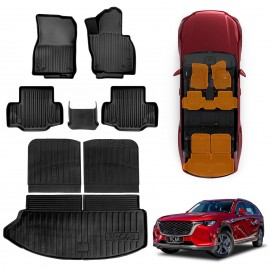 Front Rear Floor Mats Boot Liner for Mazda CX-80 CX80 2024-Onwards All Weather Heavy Duty Cargo Car Trunk Luggage Tray