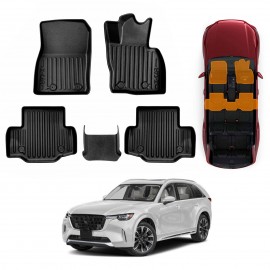 Front Rear Floor Mats for Mazda CX-90 CX90 2023-Onwards Heavy Duty All Weather Car Mats Carpet Liner Set
