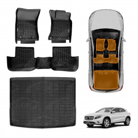 Floor Mats Boot Liner Set for Mercedes Benz GLA Class 2014-2019 All Weather Cargo Car Trunk Luggage Tray
