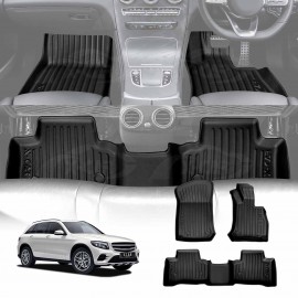 3D Floor Mats for Mercedes-Benz GLC Class 2015-2022 Heavy Duty All Weather Car Carpet Liner Set Accessories