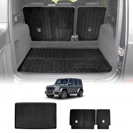Boot Liner Kick Mats Set for Mercedes-Benz G-Class W463 2019-Onwards All Weather Heavy Duty Cargo Car Trunk Back Seat Protector