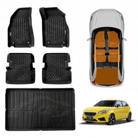 3D Floor Mats Boot Liner Set for MG 3 MG3 2016-2024 All Weather Heavy Duty Cargo Car Trunk Luggage Tray