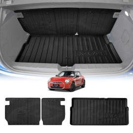 Boot Liner Set for Mini Cooper 3 Door 2024-Onwards Lower Level All Weather Heavy Duty Car Trunk Cargo Kick Mats Back Seat Protector
