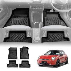 3D Floor Mats for Mini Cooper 3 Door J01 Series 2024-Onwards Heavy Duty All Weather Car Waterproof Interior Protection Liner Set