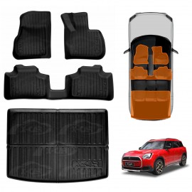3D Floor Mats Boot Liner Set for MINI Countryman U25 2024-Onwards All Weather Heavy Duty Cargo Car Trunk Luggage Tray Acessories