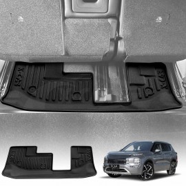 3D Third Row Seat Floor Mat for Mitsubishi Outlander ZM Series PHEV 7-Seater 2021-2025 Heavy Duty All Weather Car Mats Carpet Liner