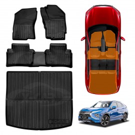 3D Floor Mats Boot Liner for Mitsubishi Eclipse Cross 2021-2025 All Weather Heavy Duty Cargo Car Trunk Luggage Tray