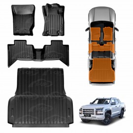 3D Floor Mats Tub Liner for Mitsubishi Triton MV Double Cab 2024-Onwards With Steel Tub All Weather Heavy Duty Cargo Car Trunk Luggage Tray