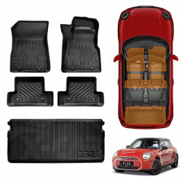 Floor Mats Boot Liner Set for Mini Cooper 3 Door J01 Series 2024-Onwards Upper Level Heavy Duty All Weather Car Cargo Cover
