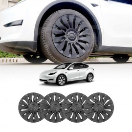 Tesla Model Y 2022-2024 Wheel Protector Cover Hub Caps 19 Inch Rim TURBINE-S Matt Black Exterior Accessories (Set of 4)