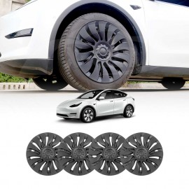 Tesla Model Y 2022-2025 Wheel Protector Cover Hub Caps 19 Inch Rim TURBINE-S Matt Black Exterior Accessories (Set of 4)