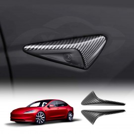 Side Camera Indicator Protection Cover For Tesla Model 3 Highland 2023-2025 Carbon Fibre Style Trim Decoration Modification Accessories