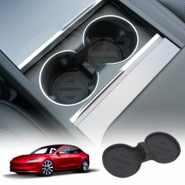 Soft Silicone Cup Holder Mat for Tesla Model 3 Highland 2023-2025 Oil Resistant Drink Coaster Pad Black