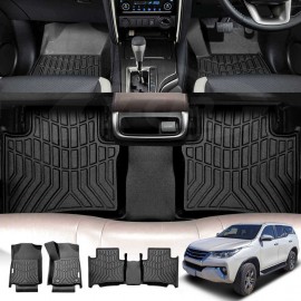 Front Rear Floor Mats for Toyota Fortuner 2015-2025 Heavy Duty All Weather Car Mats Carpet Liner Set