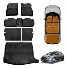 3D Floor Mats Boot Liner Set for Nissan LEAF ZE1 Series 2017-2025 All Weather Heavy Duty Cargo Kick Mats Back Seat Protector Cover