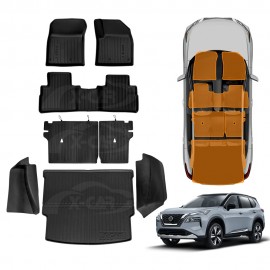 Floor Mats Boot Liner for Nissan X-trail Xtrail 5 Seats 2022-Onwards Petrol No 2nd Row Cup Holder Side Rear Trunk Cargo Kick Back Seat Cover