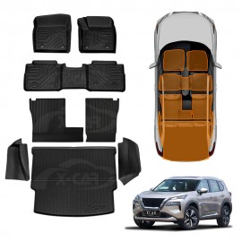 Floor Mats Boot Liner Set for Nissan X-trail Xtrail T33 5 Seats 2022-Onwards e-POWER All Weather Side Rear Trunk Cargo Kick Back Seat Cover