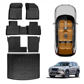 3D Floor Mats Boot Liner Set for Nissan X-trail Xtrail T33 7 Seats 2022-Onwards All Weather Heavy Duty Cargo Kick Back Seat Cover
