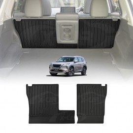 Kick Mats for Nissan X-Trail Xtrail T33 2022-Onwards with 2nd Row Cup Holder All Weather Heavy Duty Back Seat Protector Cover